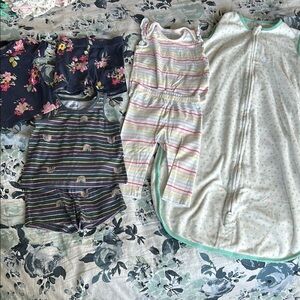 Colorful Striped and Floral Kids Pajamas Sleep Bundle - Sz 12-18M
